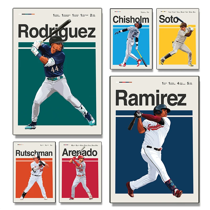 Современные классические знаменитые бейсбольные спортивные плакаты для бейсболиста, холст, картины, настенные художественные фотографии, домашний декор, подарки