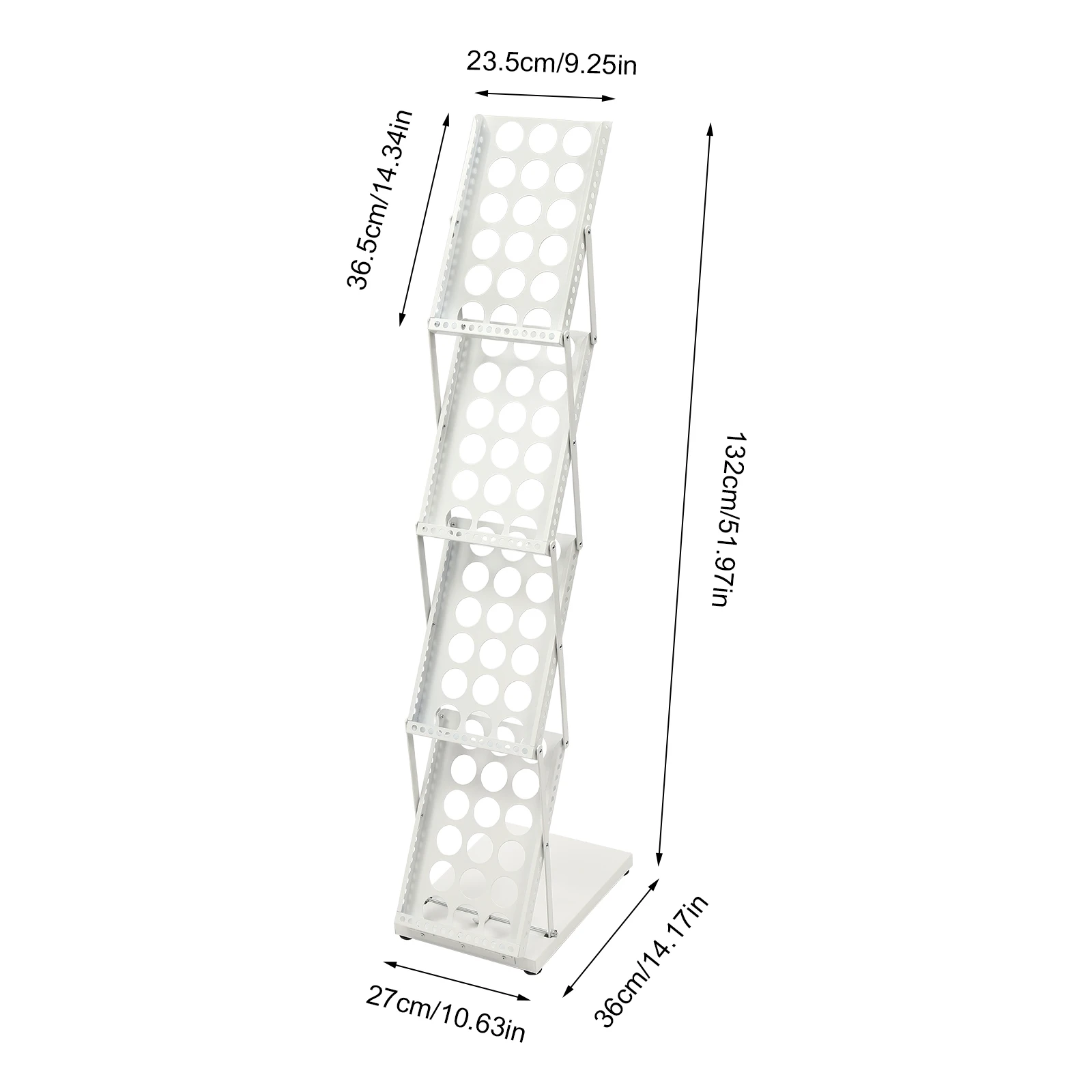 Folding Booklet Stand Vertical Standing Booklet Tabletop White 4-storey Metal Folding Counter Used for Catalogs Booklets