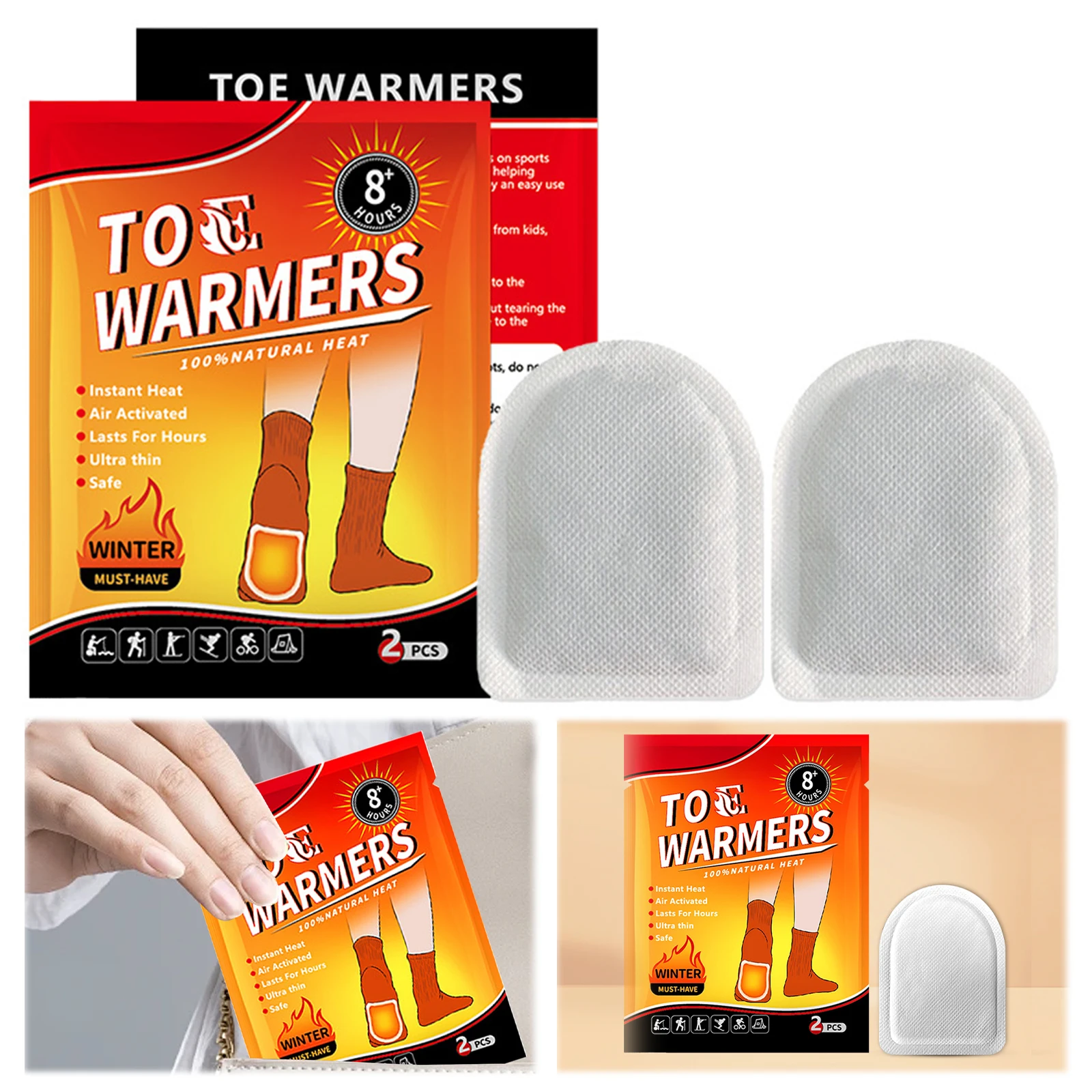 

20 Pair Toe Warmers Up To 8 Hours of Heat Foot Warmers Easily Apply with Adhesive Heat Pack for Outdoor Work Sports Activities