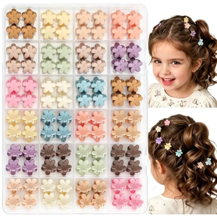 

96pcs Mini Flower Hair Clips for Cute Mini Claw Clips Hair Pins Colorful Small Hair Accessories for Girls Women Teens Toddlers