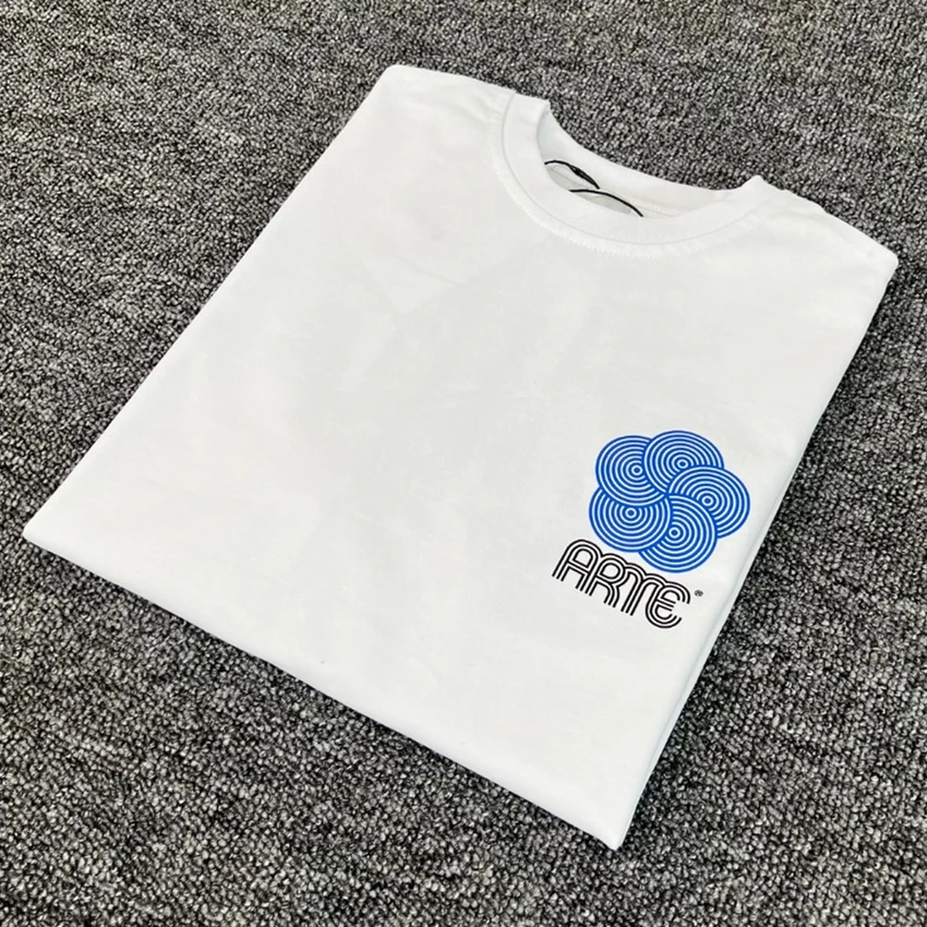 

White Arte Circle Flowers T Shirt Men Women High Quality Short Sleeve T-shirt Top Tees