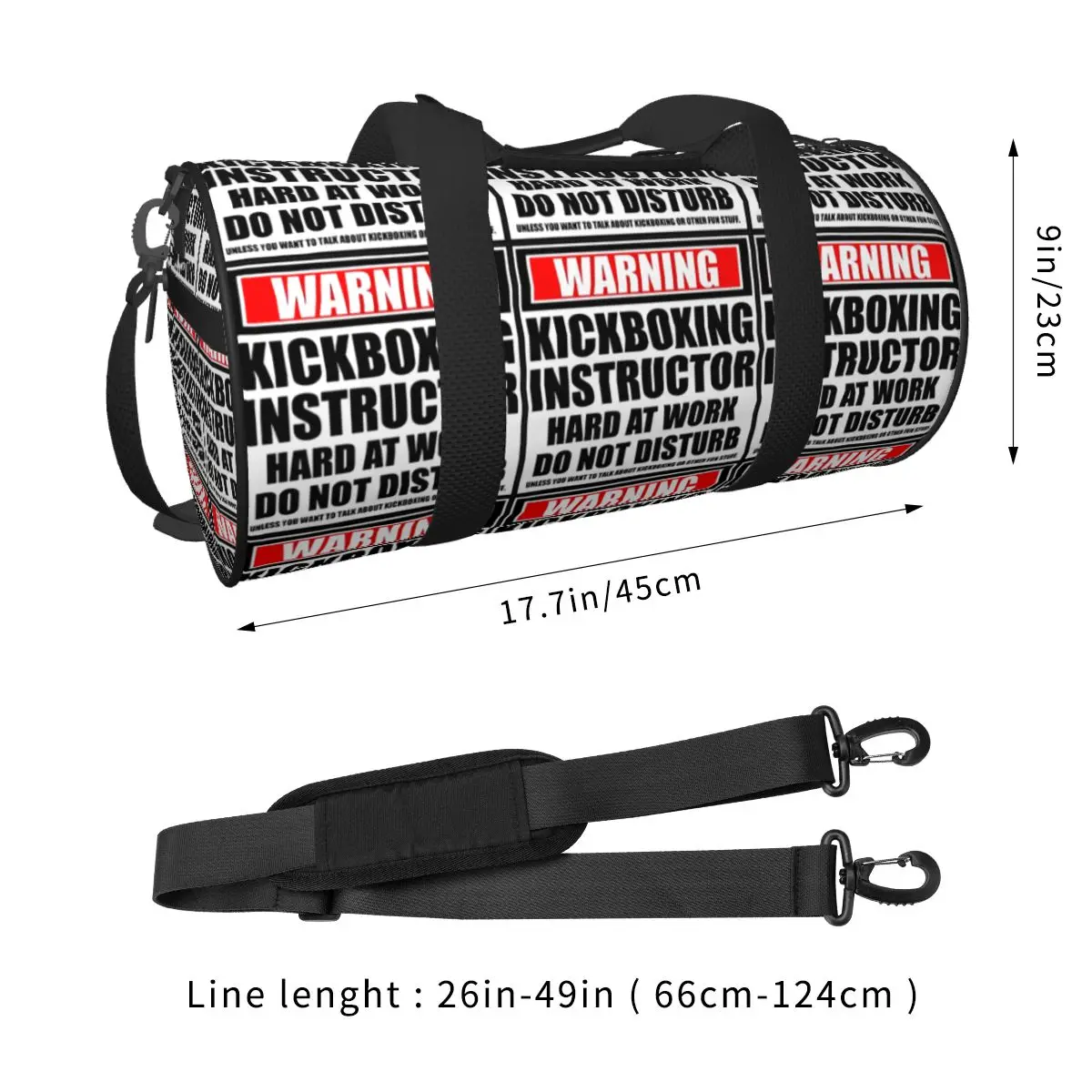 Warning Kickboxing Instructor Hard At Gym Bag Training Sports Bags Men's Large Capacity Novelty Fitness Bag Portable Handbags