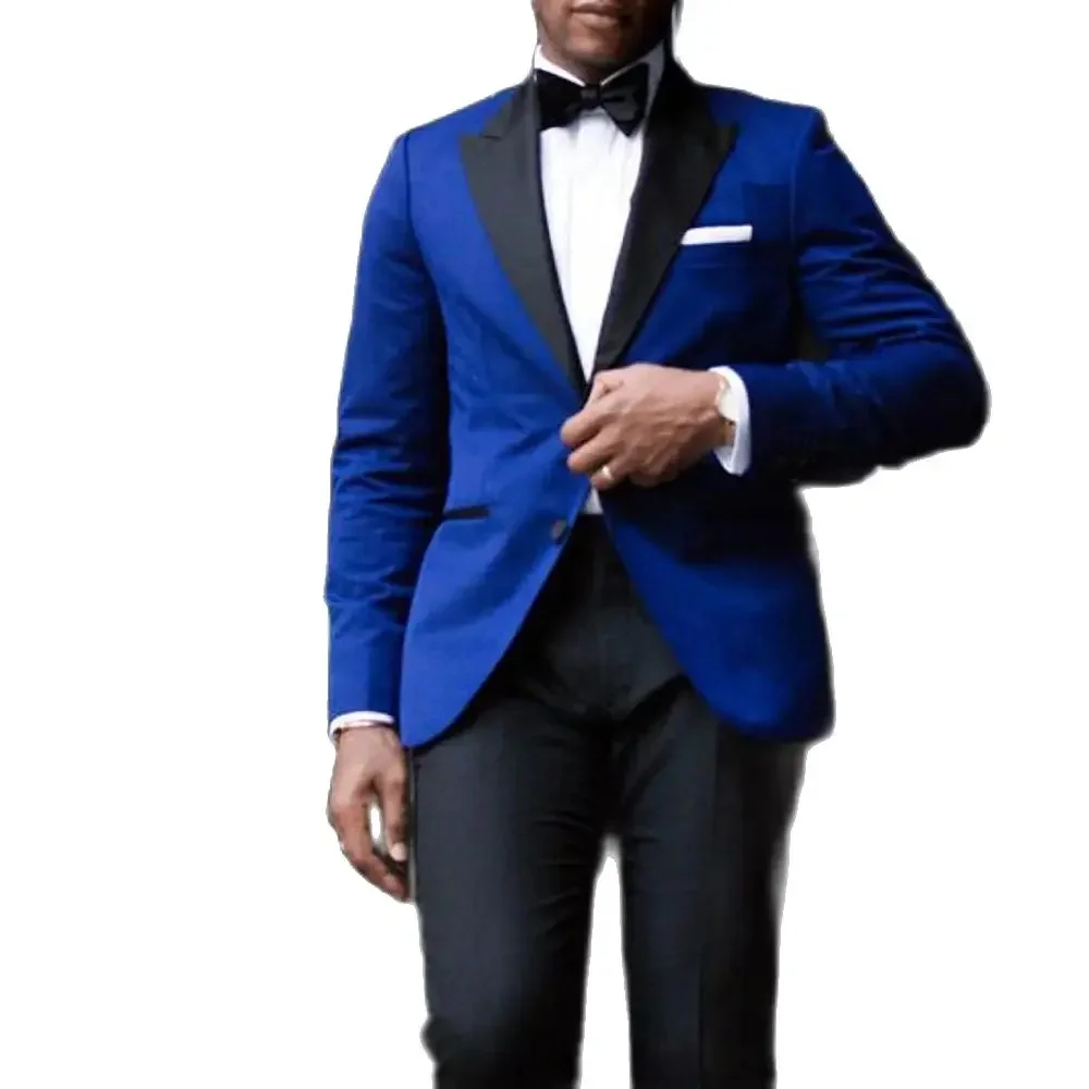 

Королевский синий мужской элегантный однобортный однотонный мужской костюм, комплект из 1 предмета, топ, тонкий повседневный свадебный жилет 2025