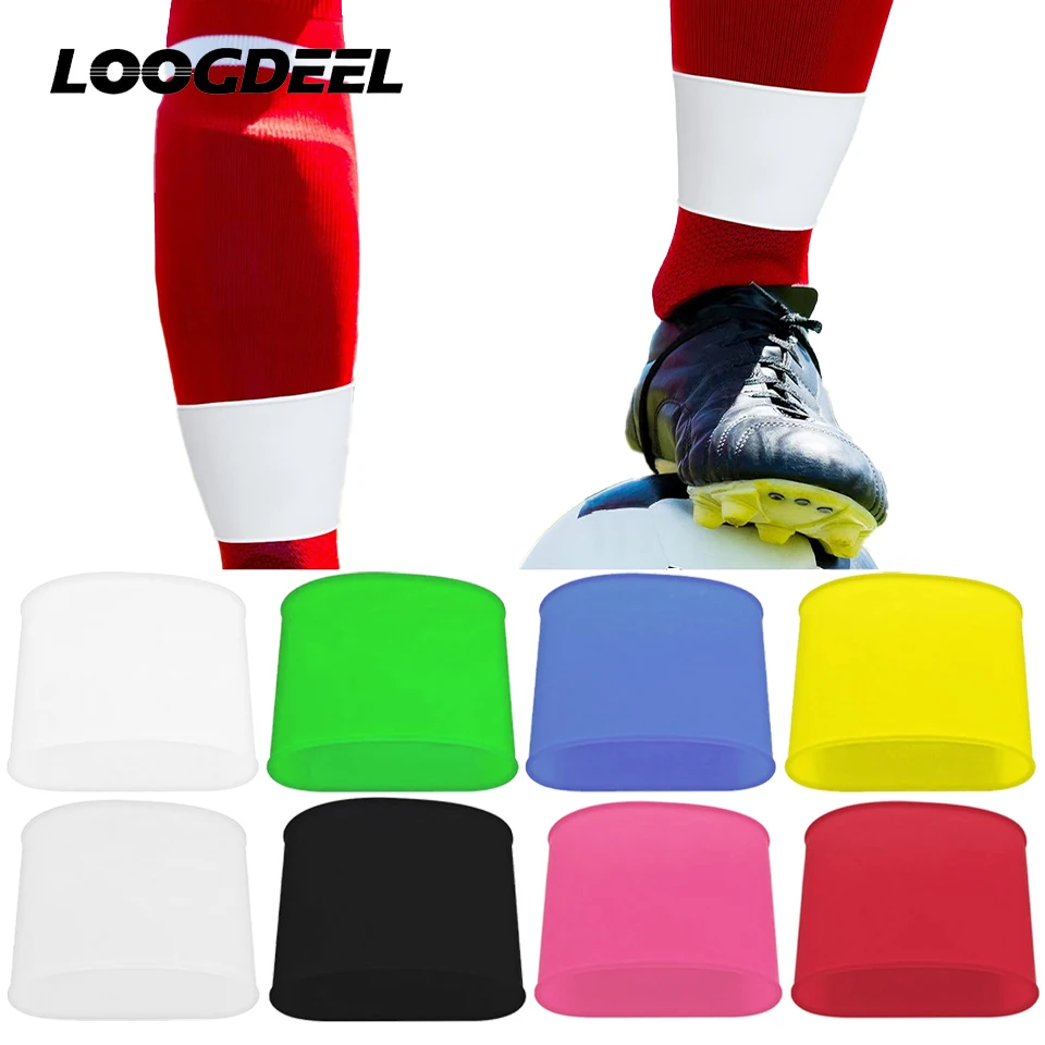 Loogdeel 2Pcs Soccer Shin Guard Fixed Bandage Tape Adjustable Elastic Shinguard Fixing Strap Football Leg Pad Silicone Strap