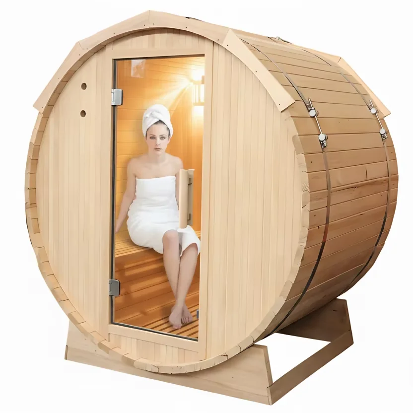 Sauna Room Factory 220V Wooden Mini Barrel Outdoor Sauna Room 4 Person Wood Steam Sauna