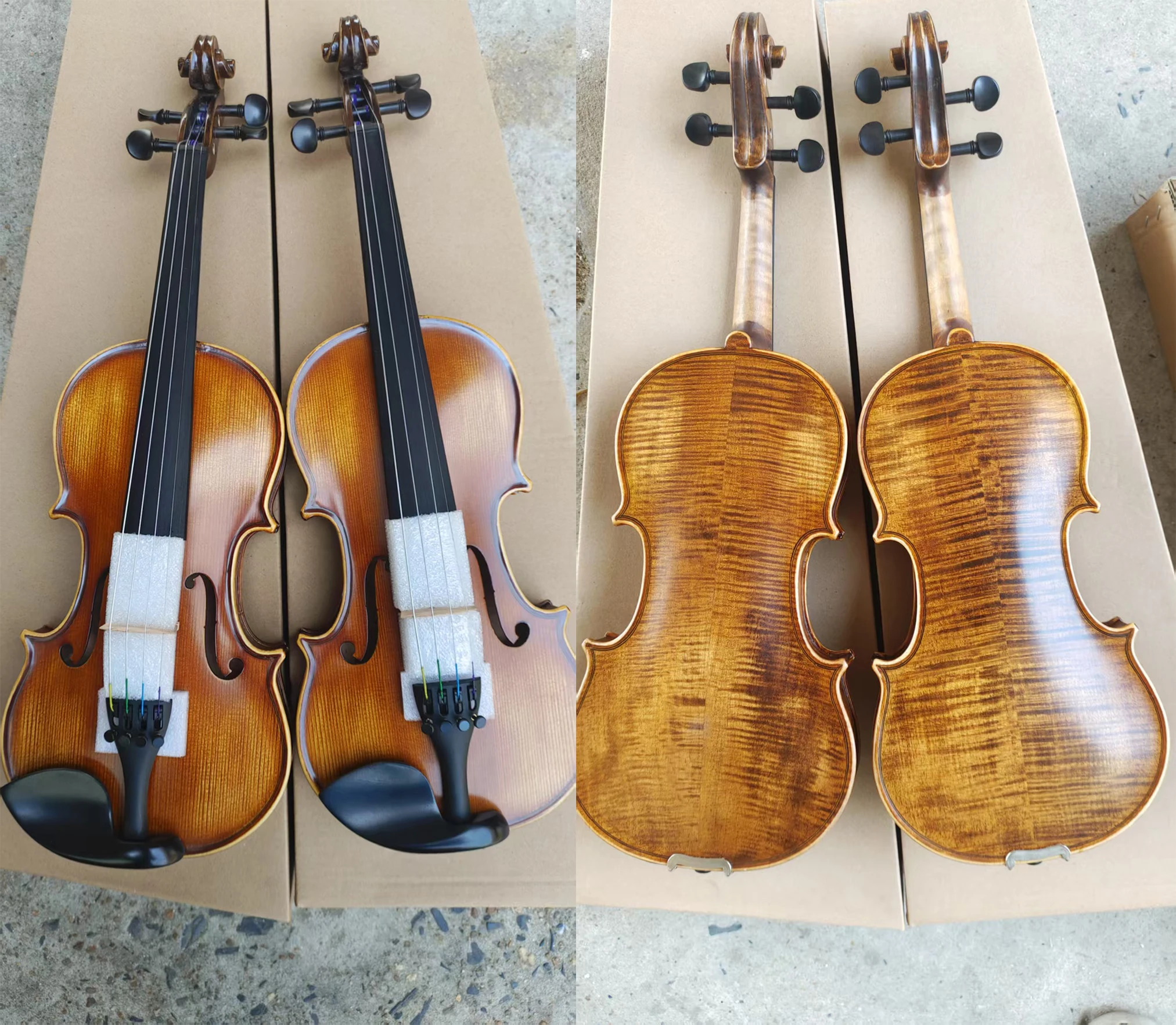 

Tongling brand natural striped maple violin master handmade antique professional matte violin 4/4
