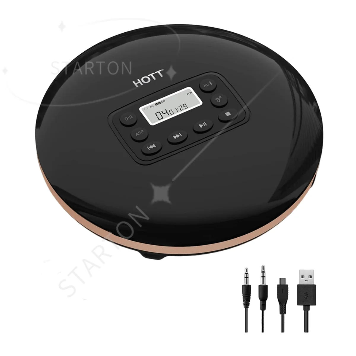 Portable Bluetooth CD Player for Home Travel and Car with Stereo Headphones and Anti Shock Protection