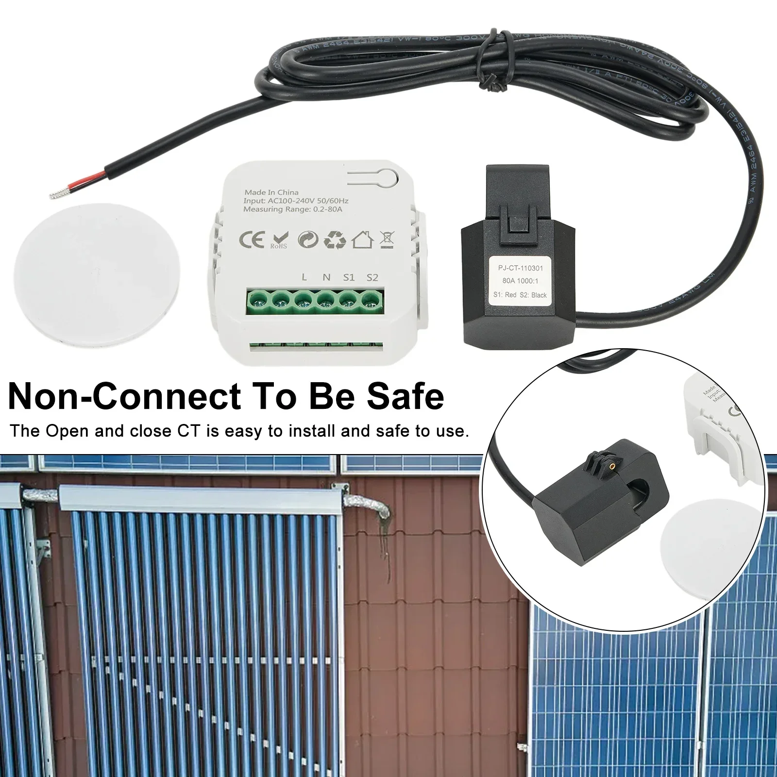 WiFi Digital Energy Meter 80A With Current Transformer Sensor Clamp App Monitor Power DIY 100-240V AC 50/60Hz