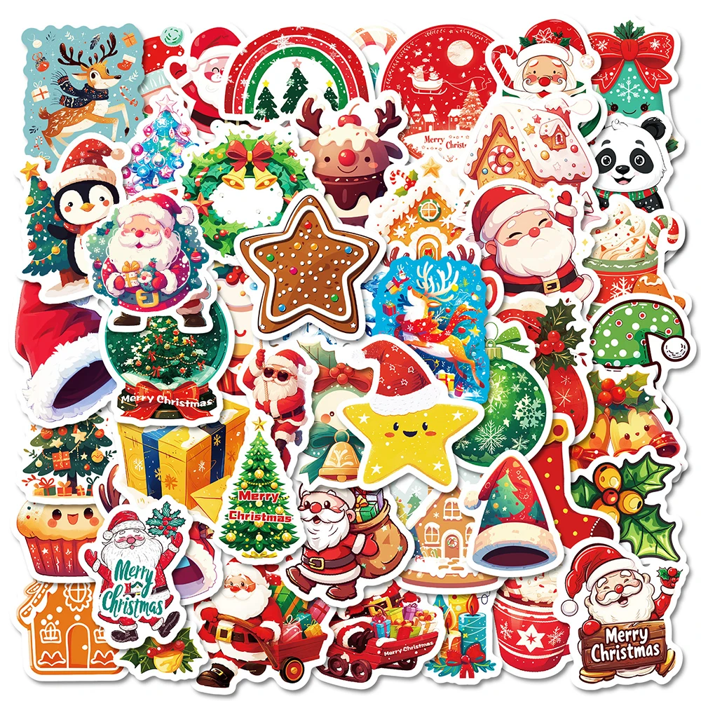 10/30/50/100pcs Cute Cartoon Christmas Santa Claus Graffiti Stickers Diary Scrapbook Laptop Phone Suitcase Decoration Sticker
