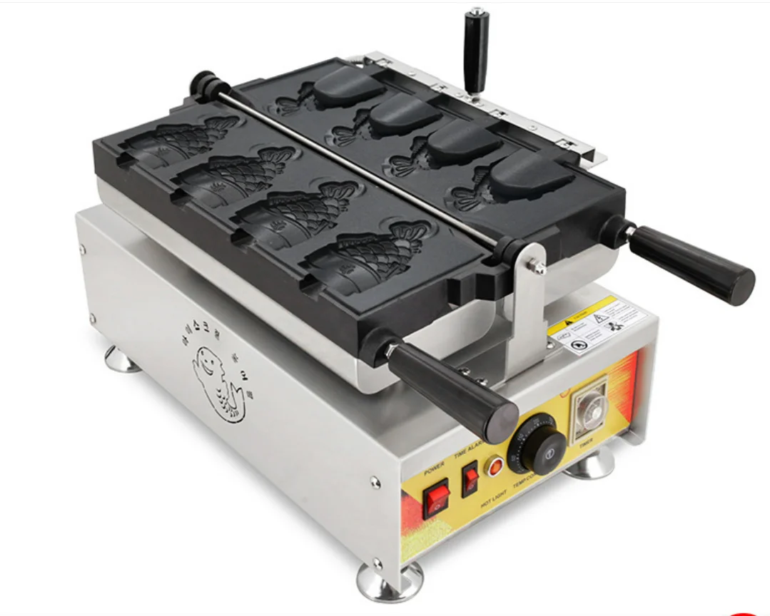 

Japanese Style Tail Waffle Maker Machine Wide Mouth Fill Ice Cream Fish Tongue Can Be Heated Closed Eye Commercial 110V 220V