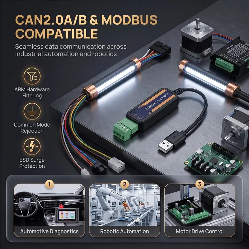 AB34-Industrial Grade Isolated USB To CAN Converter Transparent Transmission Module Modbus Protocol CAN Analyzer Motor Driver