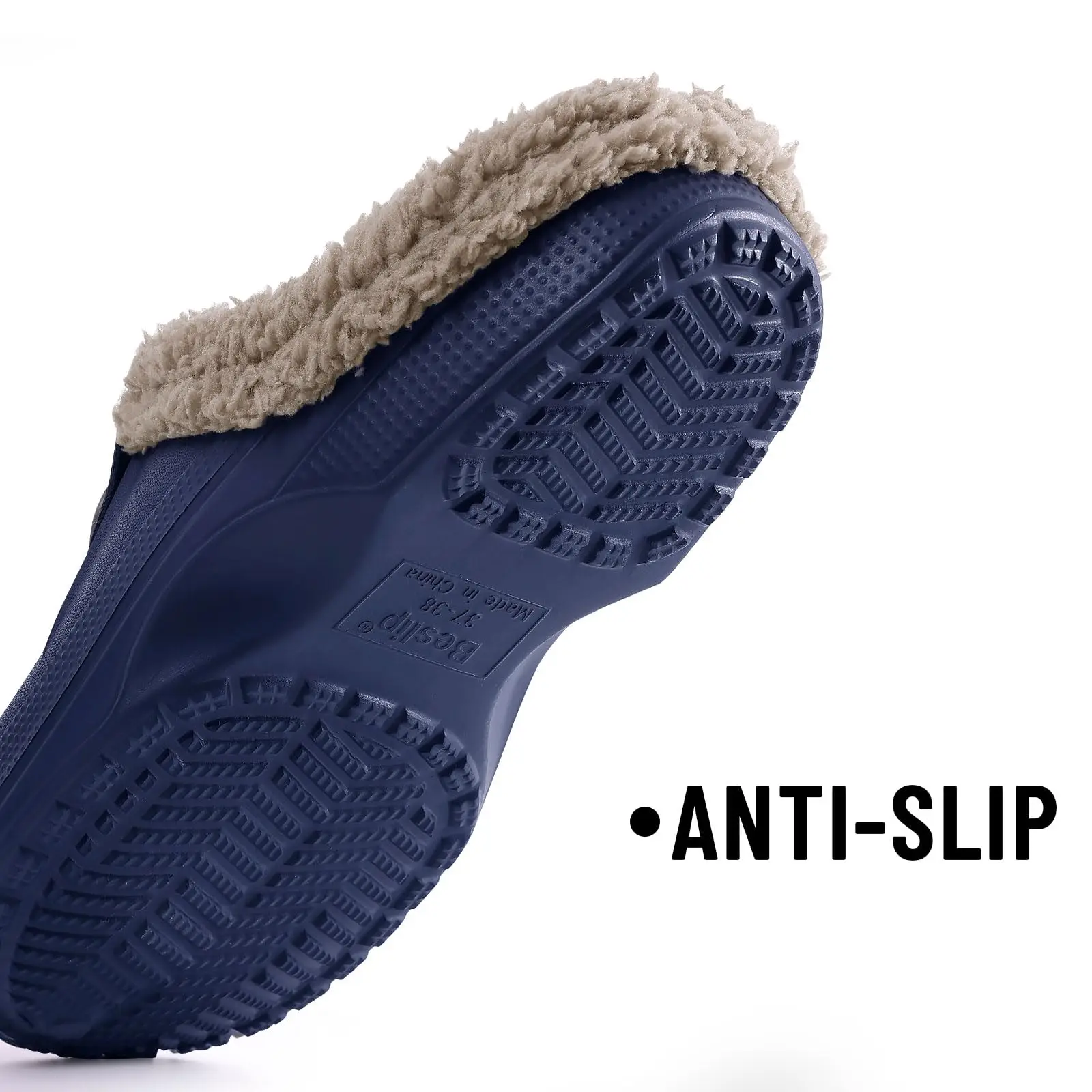 Lächeln Winter Pelz Gefüttert Clogs Frauen Fuzzy Hausschuhe Männer Warme Hausschuhe Erwachsene Outdoor Wasserdichte Hausschuhe Komfort Garten Clogs – Detail 24