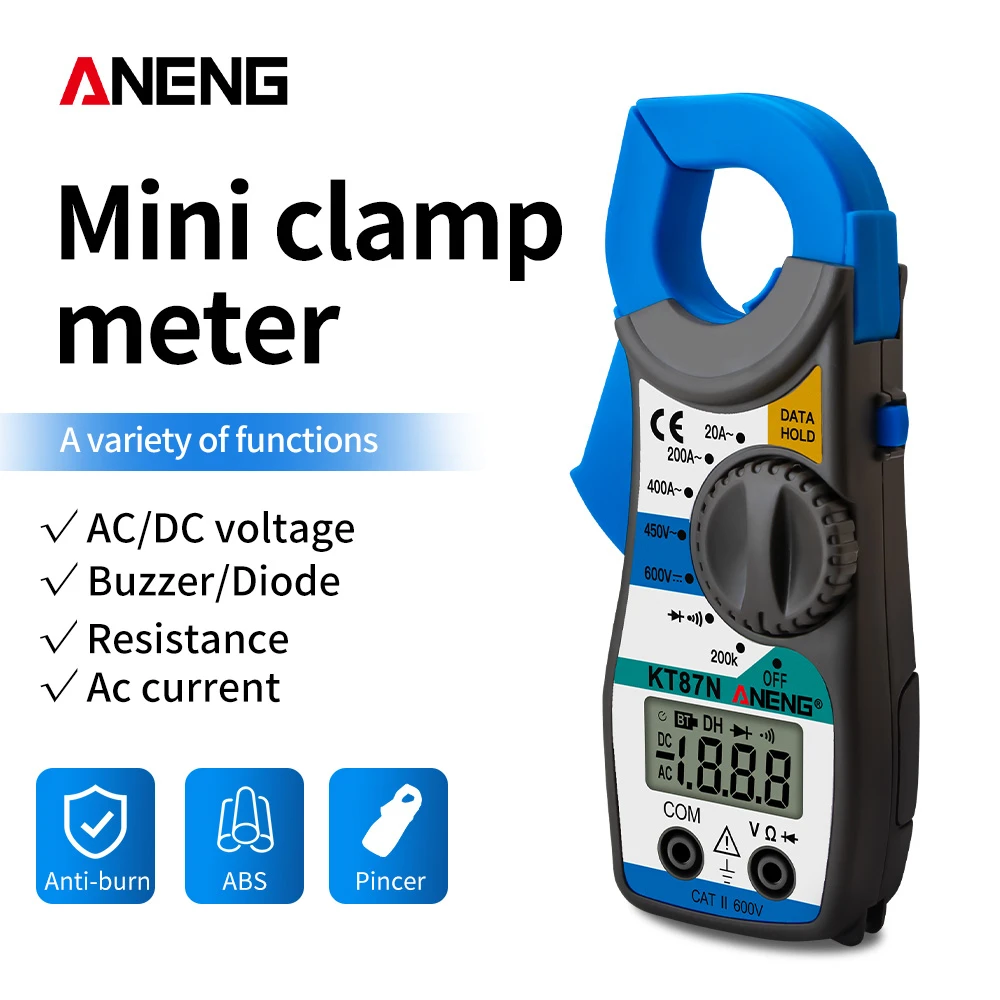 ANENG KT87N Mini Digital Clamp Meters AC/DC Voltage AC Current 600v True RMS Multimeter Capacitance Electrical Tester Tools