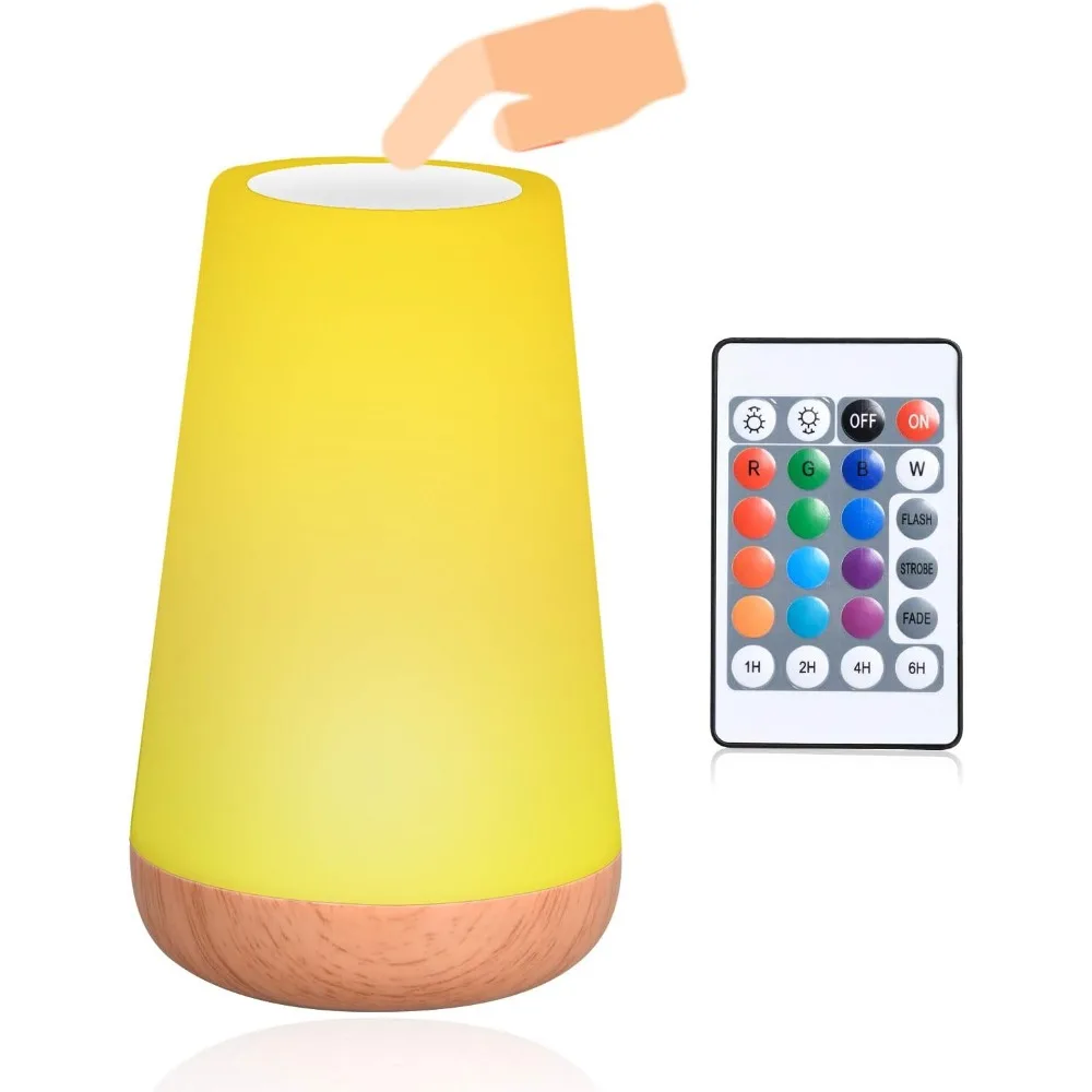 LED Night Light,Bedside Touch Table Lamp,Dimmable Color Changing USB Rechargeable,Remote Control Dimmable Eye Caring Desk Lamp