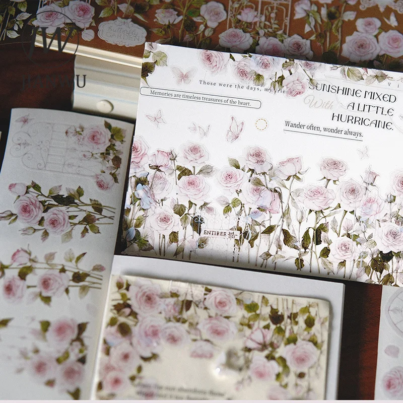 JIANWU 60mm*6m Vintage Plant Flower Window Landscape Material Collage Scrapbook PET Tape Creative DIY Journal Stationery