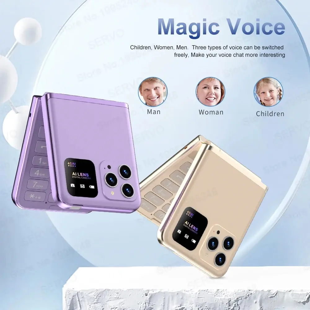 SERVO Flip6 New Folding Mobile Phone 4 SIM Card GSM Network Flashlight Mp3 Speed Dial Push Button Clamshell Phone Classic Colors image 4