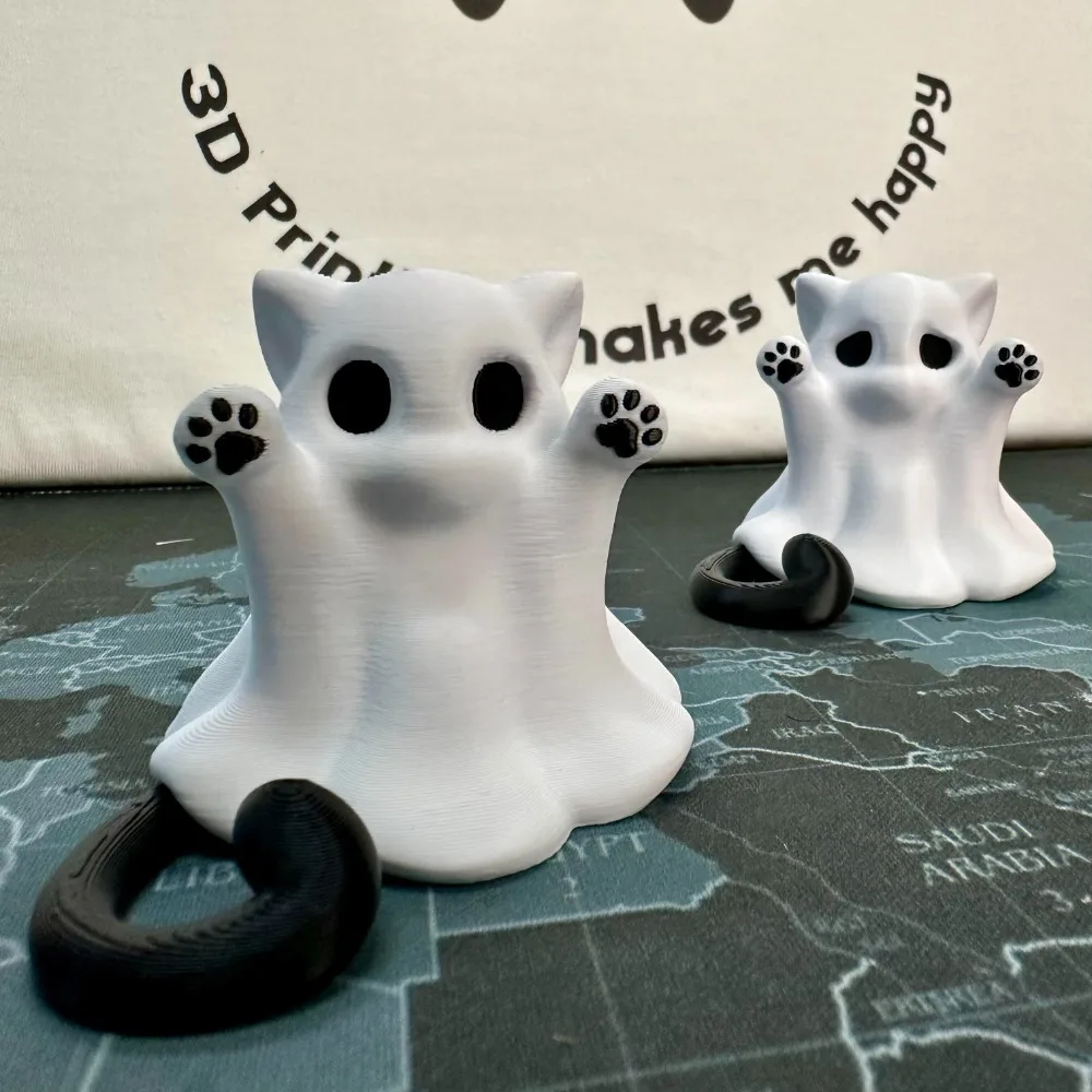 3D Printing Cute Ghost Cat Ornament Ghost Cat Cat Model Decoration Fish Tank Miniature Model Aquascape Decoration