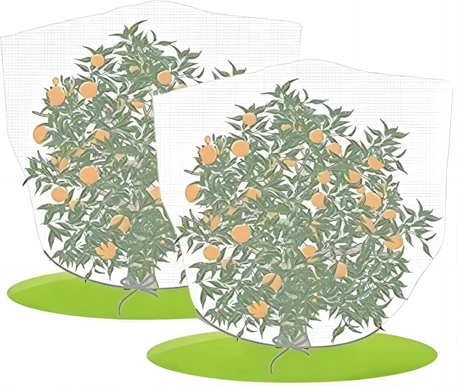 

2 Pack Drawstring Fruit Tree Netting Bags 3.2x4.9ft - Reusable Insect & Bird Barrier for Garden Vegetables Fruits
