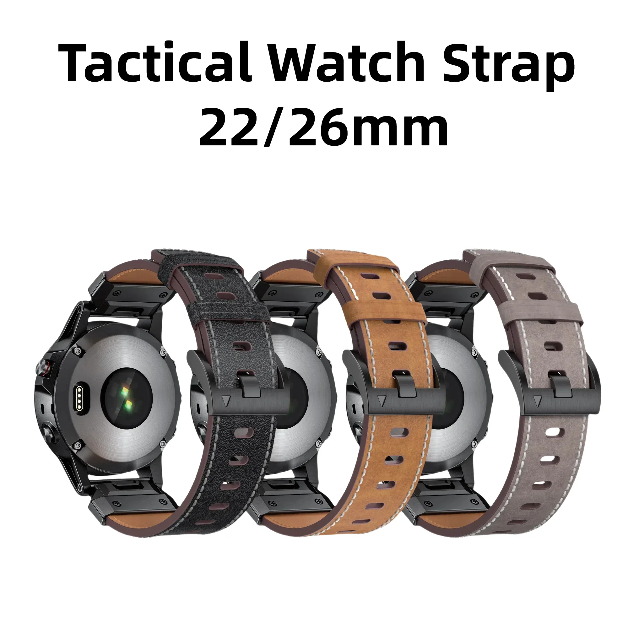 

Тактический кожаный ремешок 22 мм 26 мм, камуфляжный дизайн для часов Garmin: Fenix 6 Pro/7/5, Instinct 2, Forerunner 965, и Approach S62