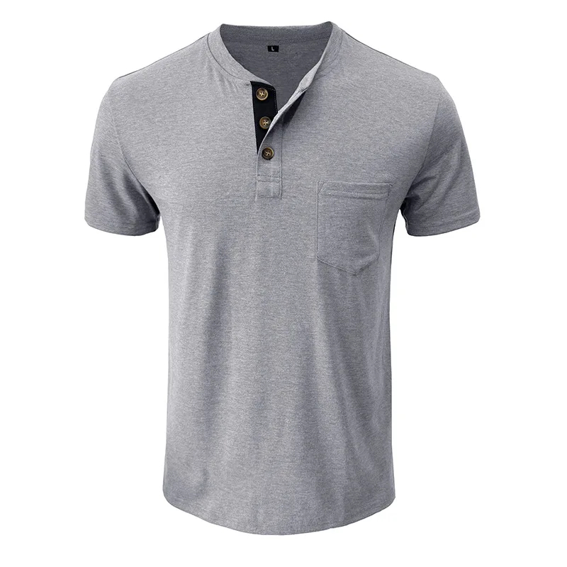 2024 New Summer Men\'s Short-sleeved Casual Business Style T-shirt Solid Color Round Neck Comfortable Simple T-shirt Men\'s Tops