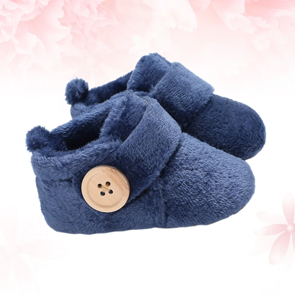Prewalker bebê sapatos de inverno azul escuro 11cm sola macia quente sapatos da criança do bebê para meninos meninas sapatos de neve para crianças