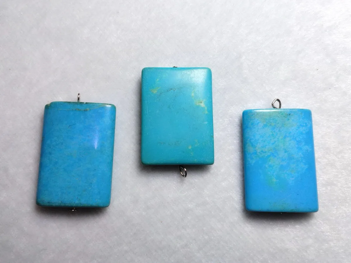 3Pcs Wholesale Chinese 100% Natural Turquoise Oblong Shape Jewelry Pendants