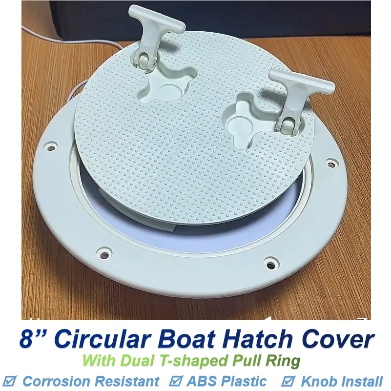 

Circular Boat Hatch Cover Dual T-shape Pull Ring ABS Deck Plate Inspection Porthole/Storage Box Cover Marine Yacht Ship Access