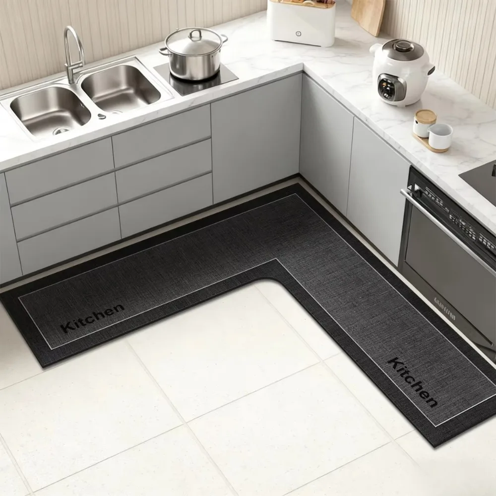L-Shaped Kitchen Rug Water Absorbent Washable Bathroom Mat Stain-resistant Anti-slip Kitchen Corner Carpet For Home Corner