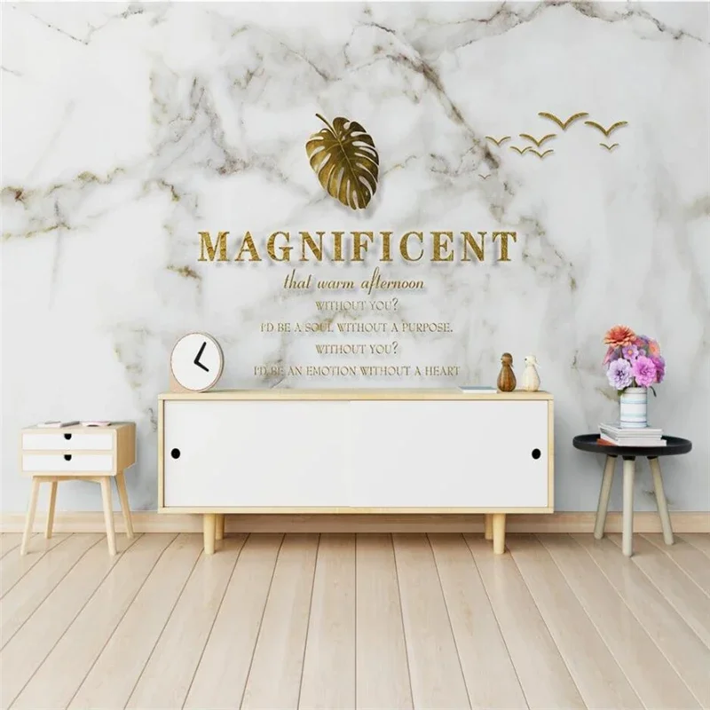 

Custom wallpaper 3d European creative English natural gold jazz white marble pattern landscape 3d Mosaic Marble Background Wall