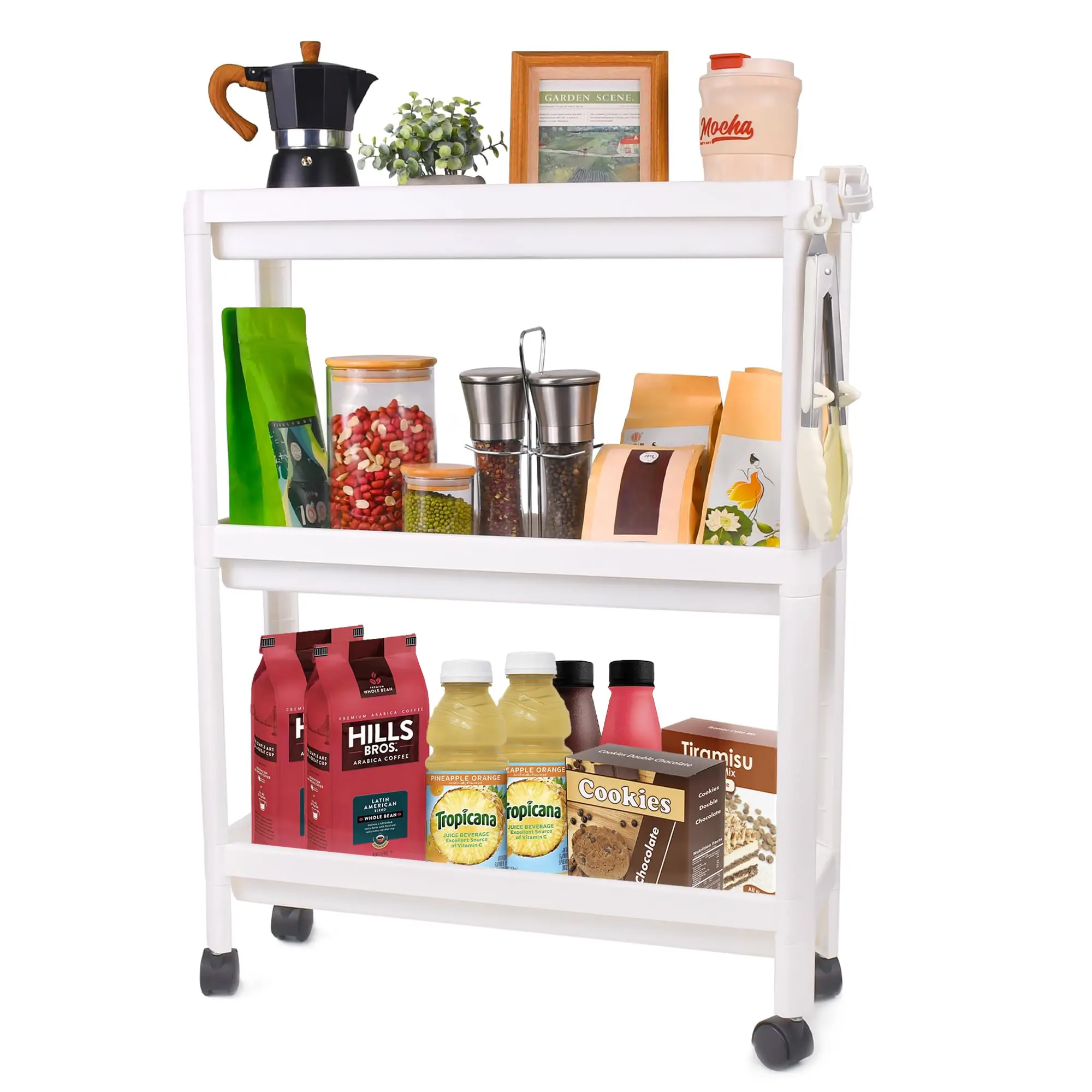 

Slim Rolling Storage Cart Bathroom Storage Organizer Laundry Room Utility Cart Mobile Shelving Unit Multi-Purpose for Narrow Pl