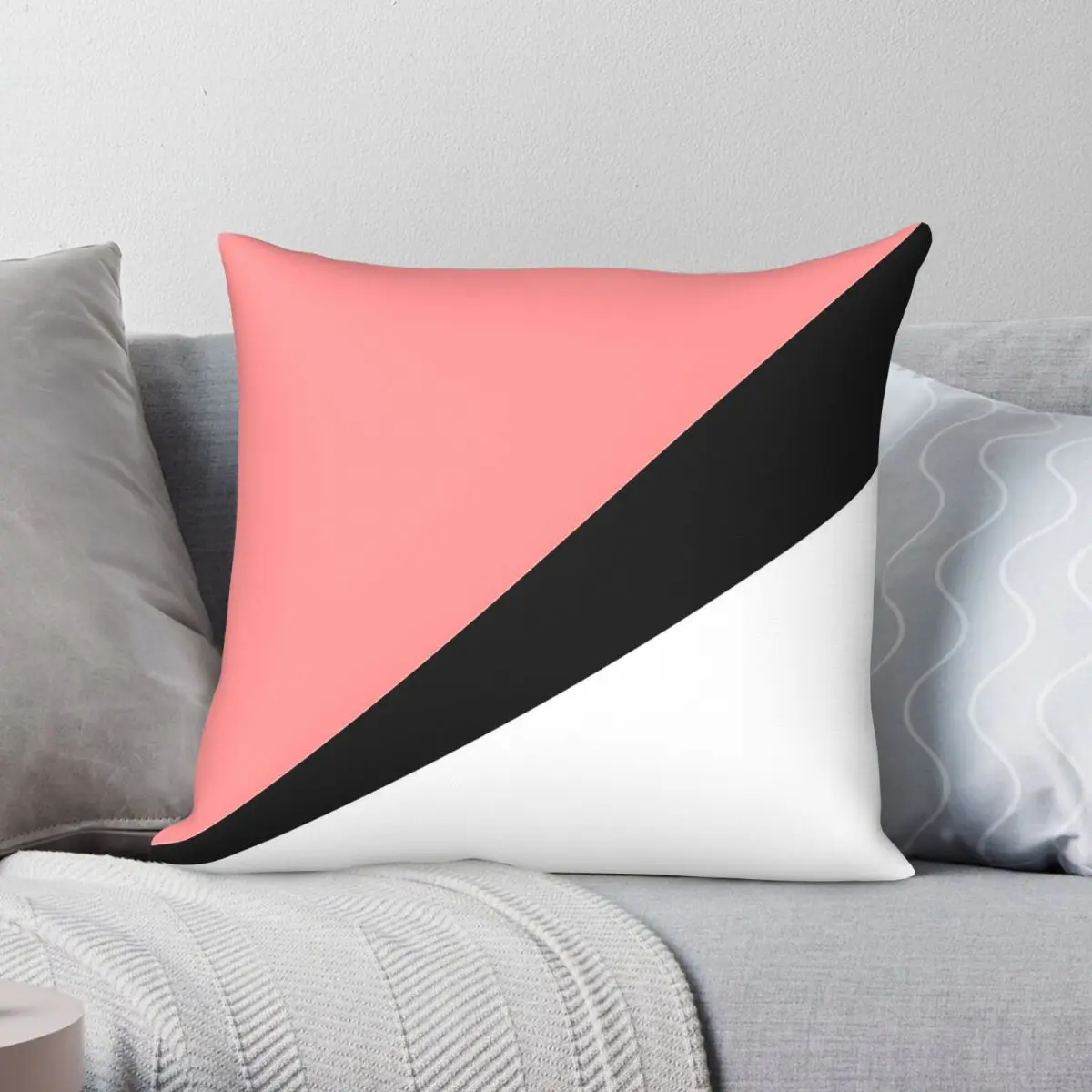 Coral Black Triangles Pillowcase Polyester Linen Velvet Printed Zip Decorative Pillow Case Home Cushion Cover