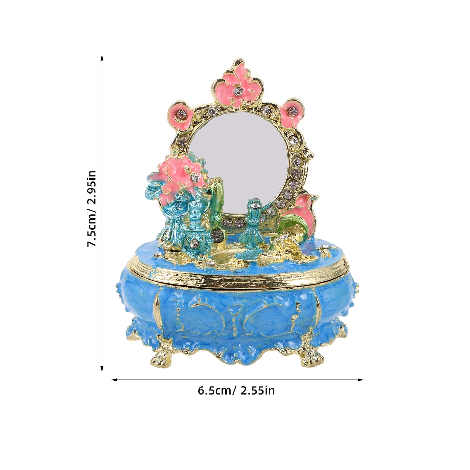 Enamel Trinket Box Hand Painted Jewelry Organizer Hinged Keepsake Storage For Rings Earrings Decorative Vanity Tray Wedding