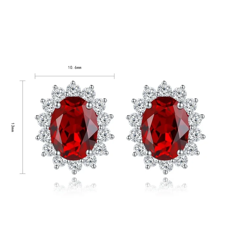 Lab Created Ruby Stud Earrings in Genuine S925 Silver for Women Minimalist Dainty Ear Jewelry Perfect Daily Wear and Gift