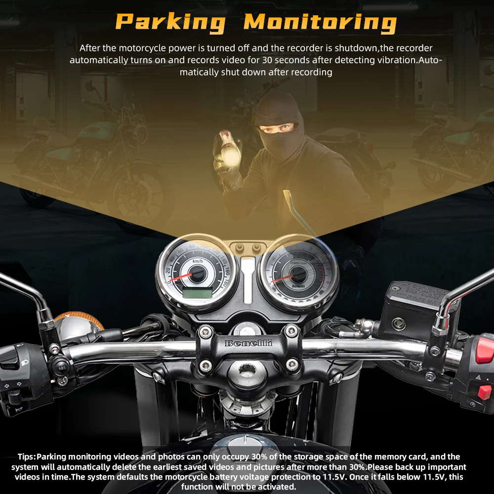 SYS VSYS 5G واي فاي كاميرا دراجة نارية Q3PL مراقبة وقوف السيارات مقاوم للماء الإسكان المعدني دراجة نارية داش الكاميرا #5