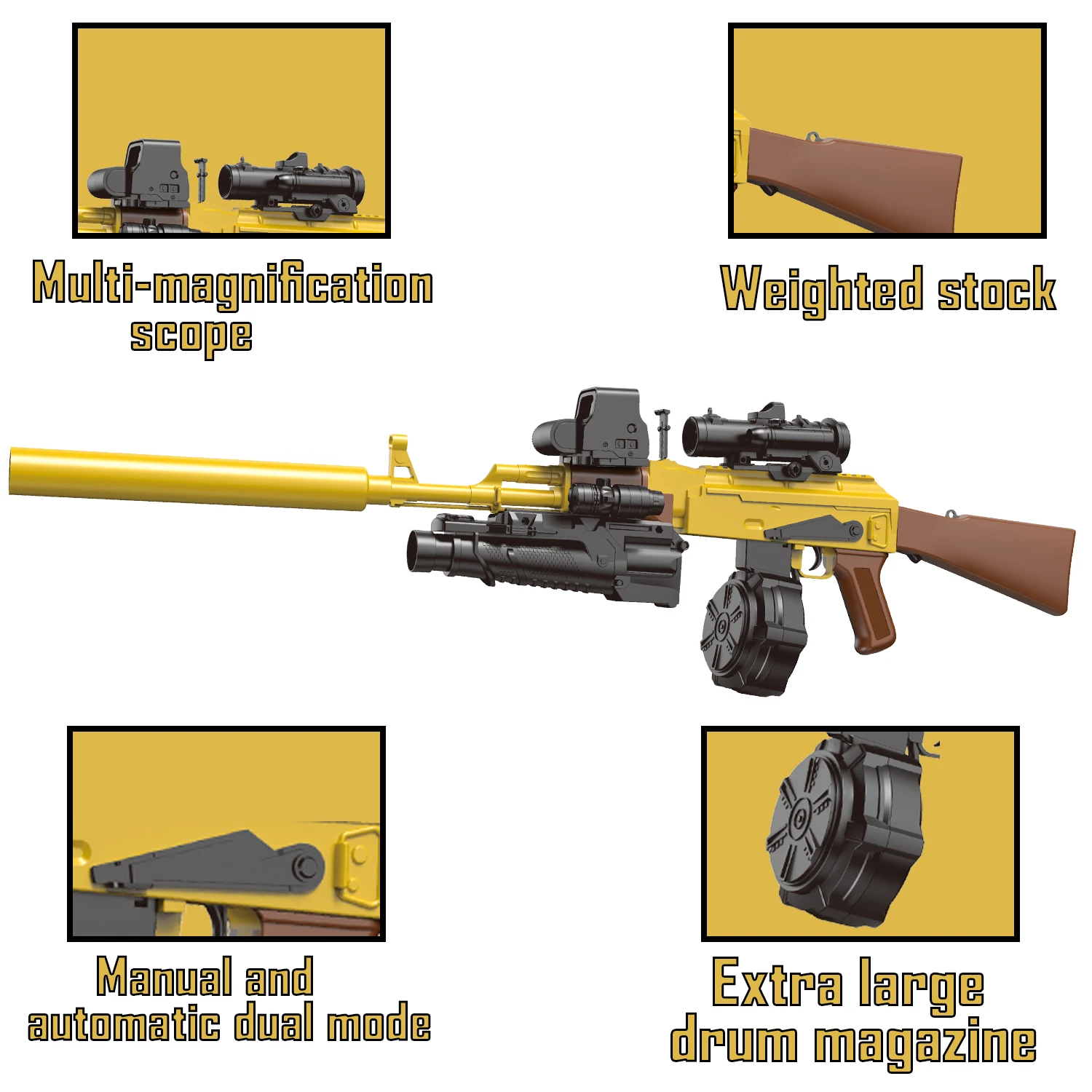 Blaster AK gel ball, pistola giocattolo elettrica, modalità manuali ed elettriche, adatto per giochi all'aperto (proiettili non inclusi)