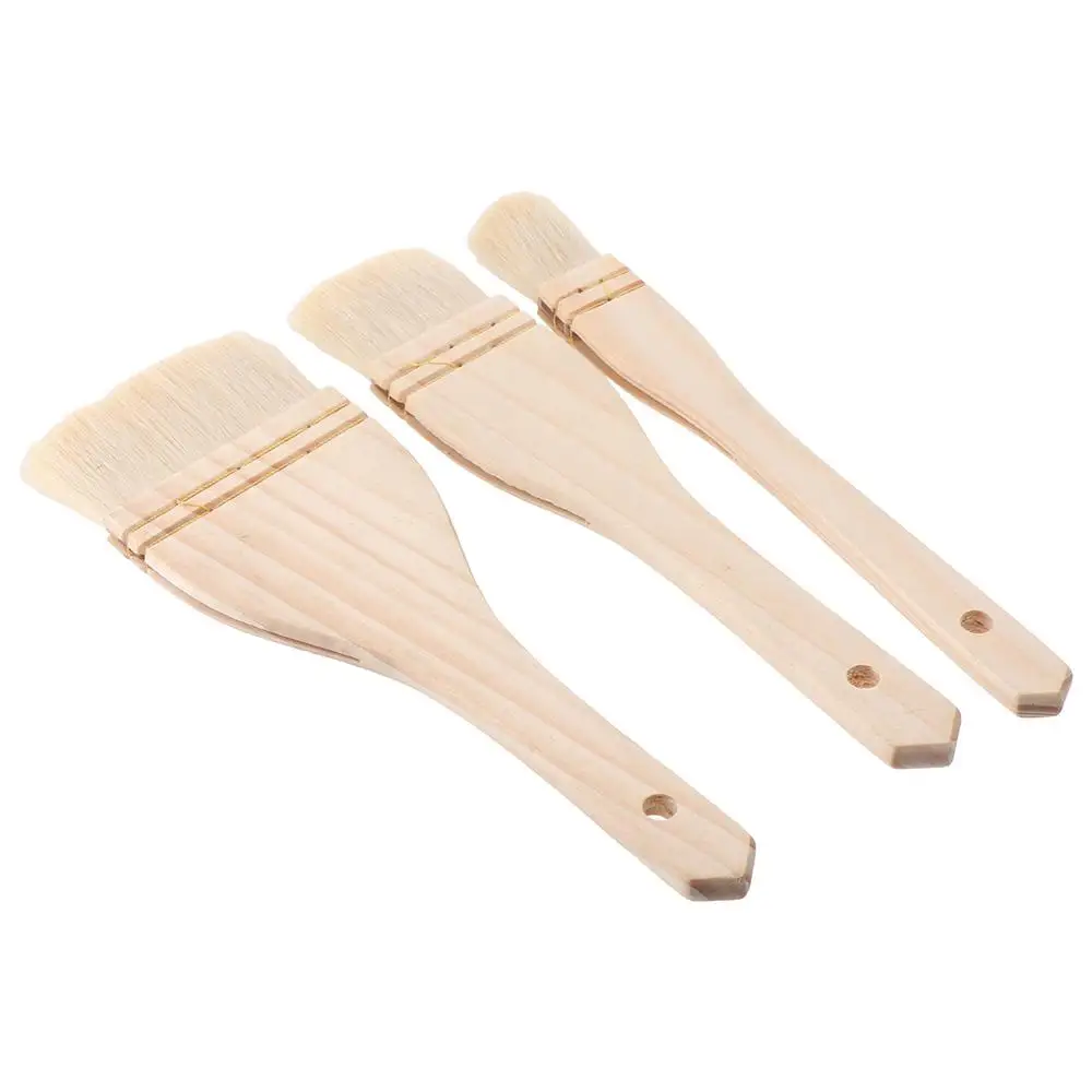 1/6pcs Wood Handle Wool Brush Baking Brush Household Barbecue Brush, Cooking Paint Tools, Hardwood Handles Pastry Brushes