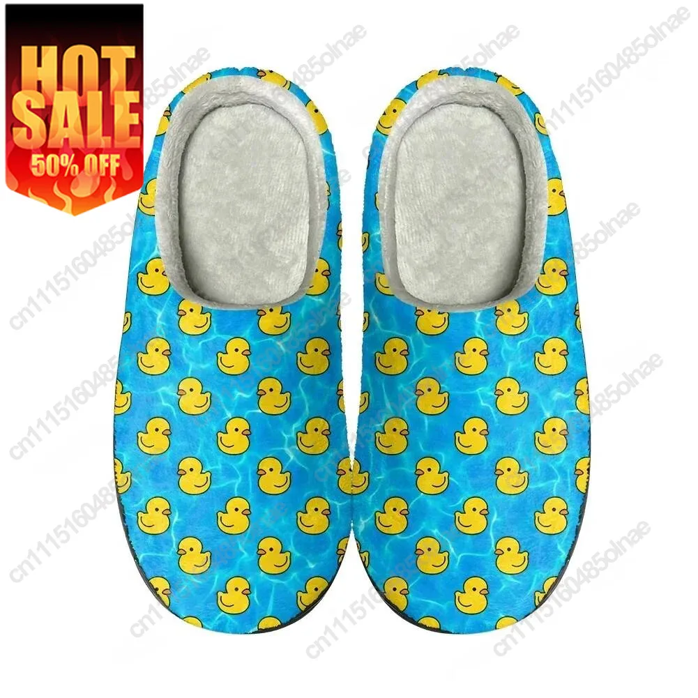 Hot Cartoon Duck Graphic Home Cotton Custom Slippers Mens Womens Sandals Plush Fashion Casual Keep Warm Shoes Thermal Slipper