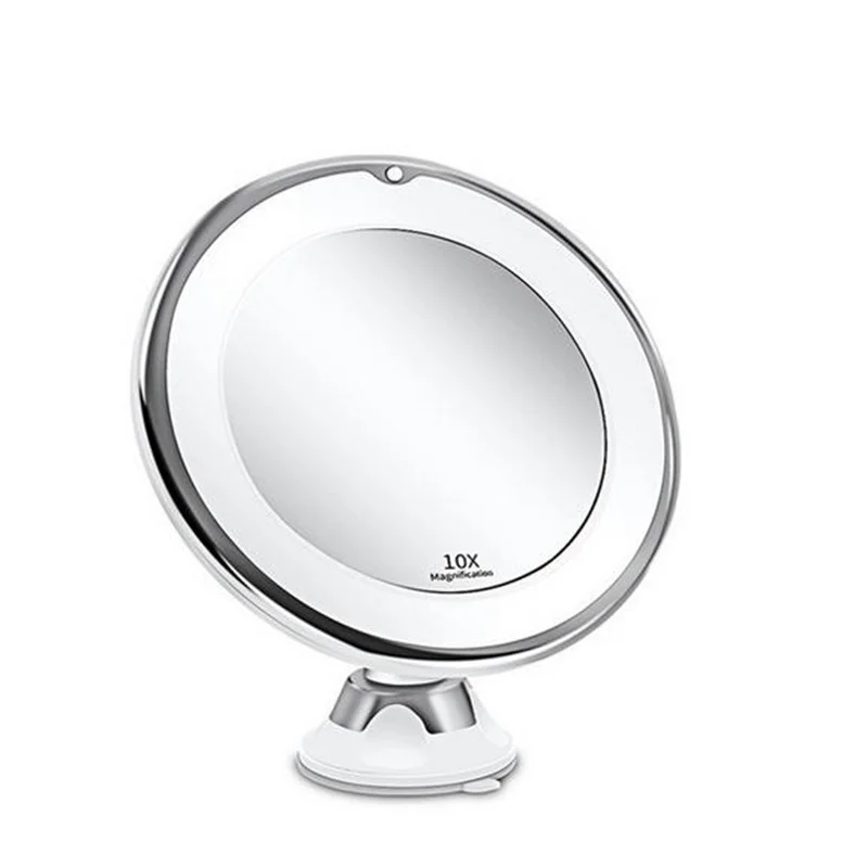 1 szt. Lusterko kosmetyczne powiększające 10x z oświetleniem LED, lusterko do makijażu z podświetleniem, lampka do makijażu, mocowanie na przyssawkę, zasilane bateryjnie