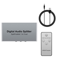 3 Ports Digital Optical Audio Splitter Spdif Toslink Aluminum Alloy Optical Splitter 1 In 3 Out Support DTS Dolby Durable