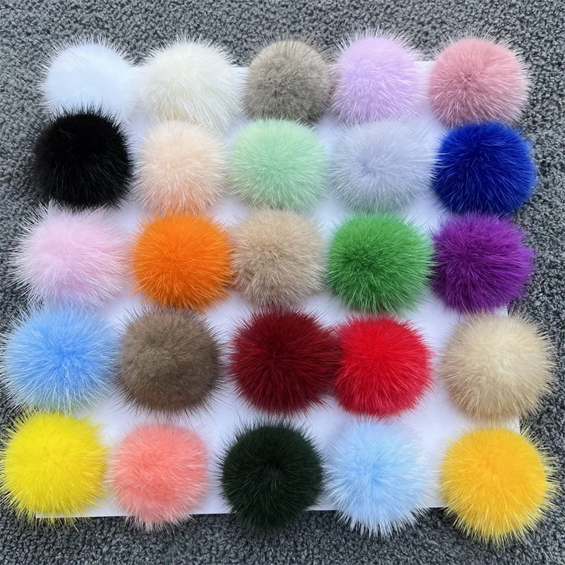 5/10 pz 5cm 3cm 4cm fai da te Pompon palle di pelliccia di visone Pompon per anello portachiavi scarpe cappelli soffici Pom Pom accessori