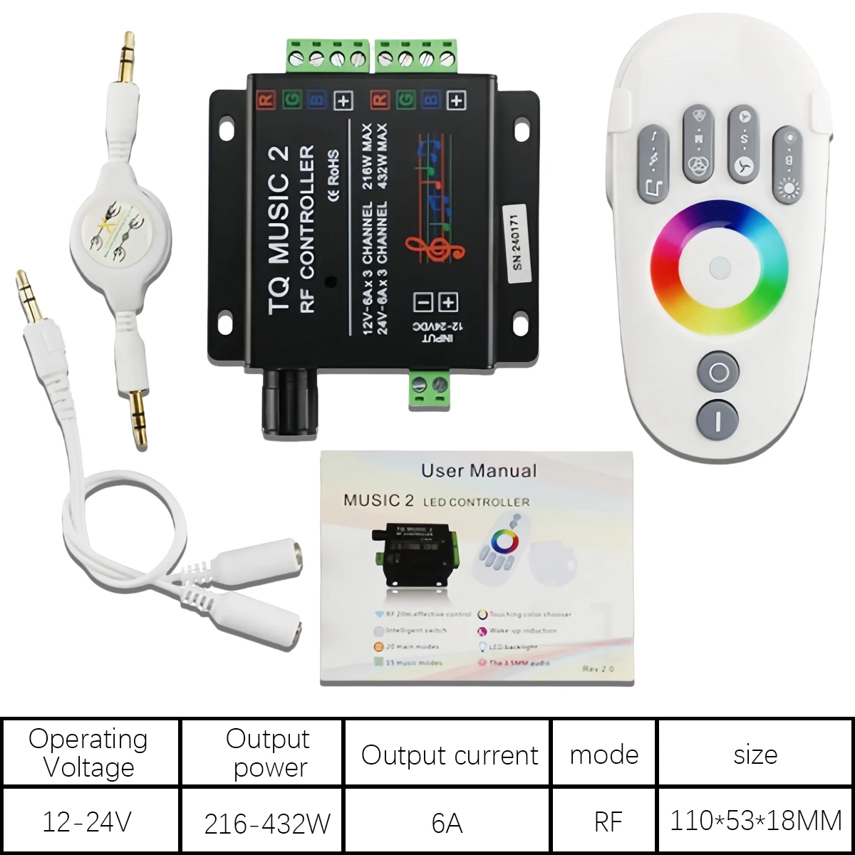 RF Wireless Touch Music Controller for RGB LED Strip - Sound-Activated Color Sync for RV/Bar/Party Lighting