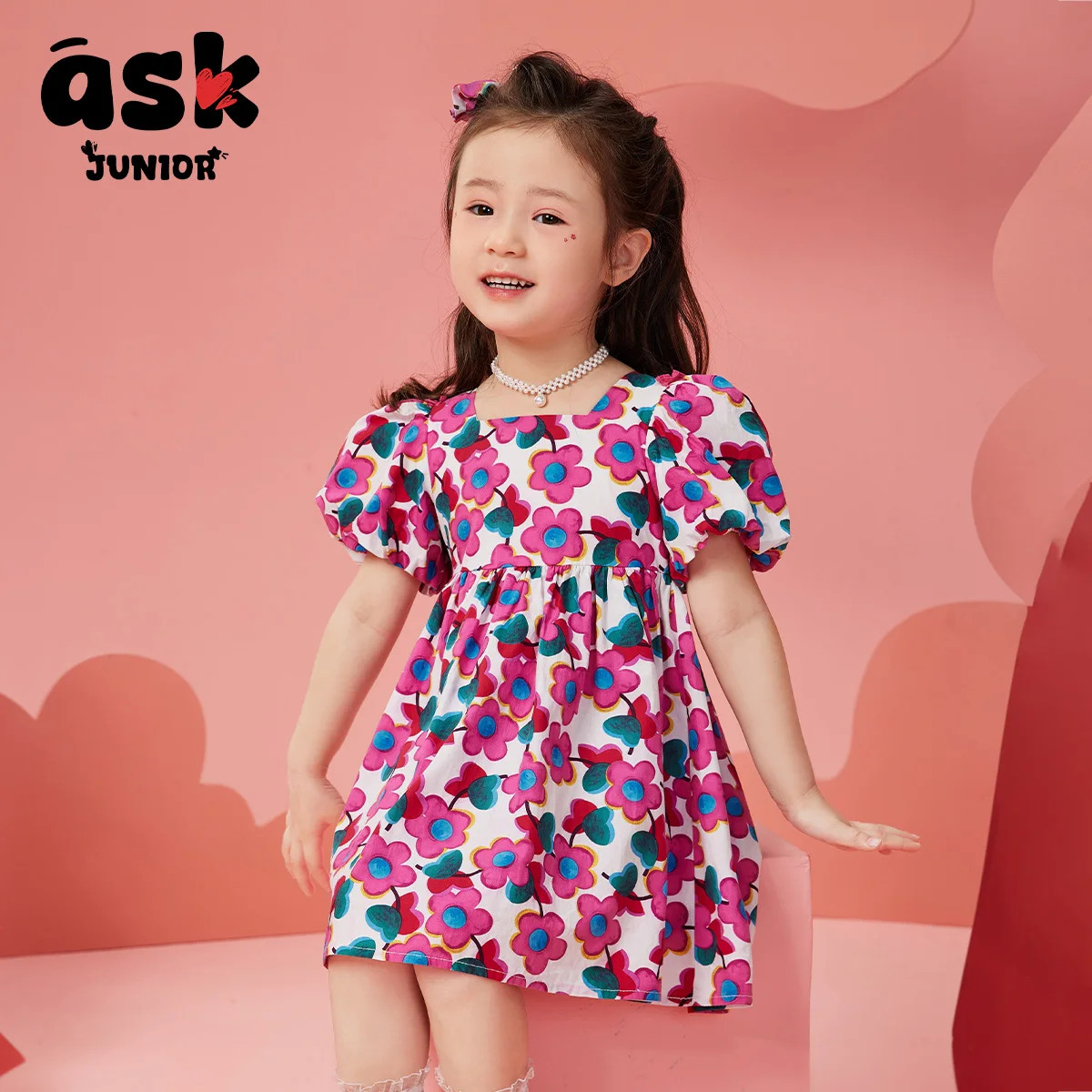 فستان طويل للفتيات الصغيرات لقضاء العطلات على الشاطئ وأكمام فقاعية للرياح #3