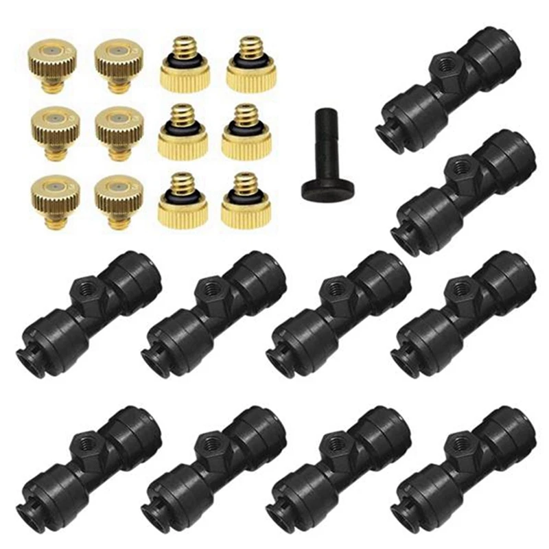 2 Set 1/4 Inch Slip-Lock Misting Nozzles Kit Fog Nozzles For Patio Misting System Cooling System Garden Water Mister