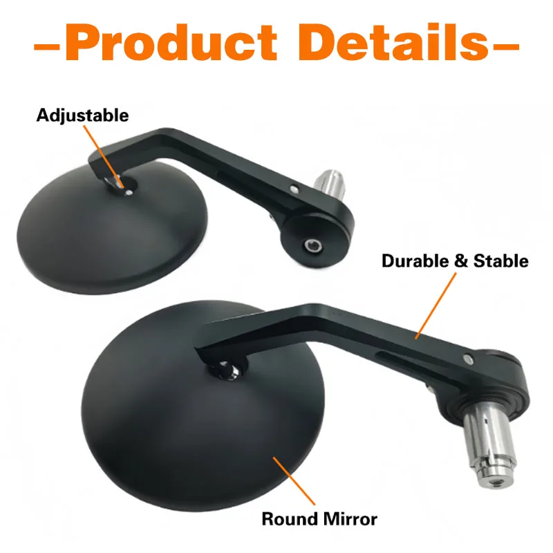 7/8" 22mm Lenkerend-Rückspiegel Motorrad Aluminium Universal Anti-Shake Rückspiegel für MT07 MT09 CB650R NC750X – Detail 5