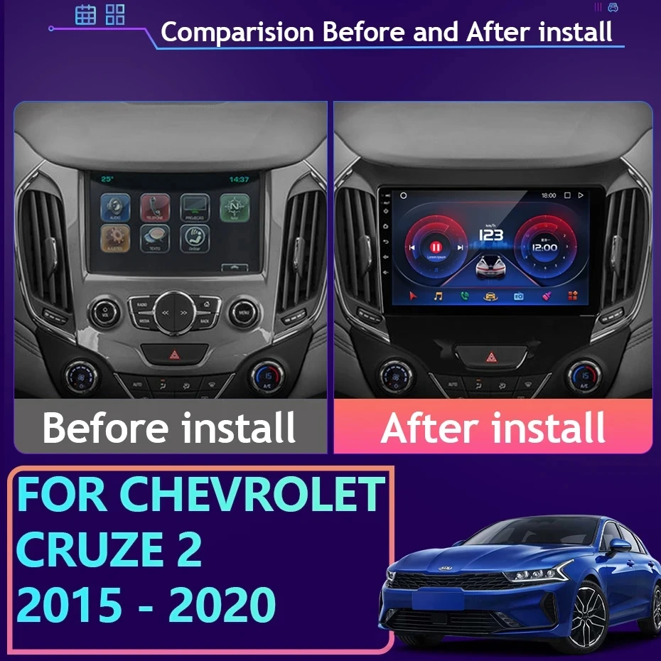 

Автомагнитола для Chevrolet Cruze 2 2015-2020, GPS-навигатор Carplay, Android, стерео, Bluetooth, 5G, Wi-Fi, 2din