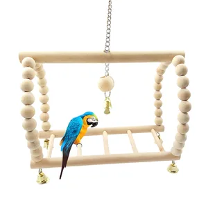 Parrots toys Bird Swing Exercise Playstand Hanging Staircase Ladder Ponte de Pet Animal Papagaio Arara Network Bird toy with bells 10 Main Sales Macaw Clothing - №2