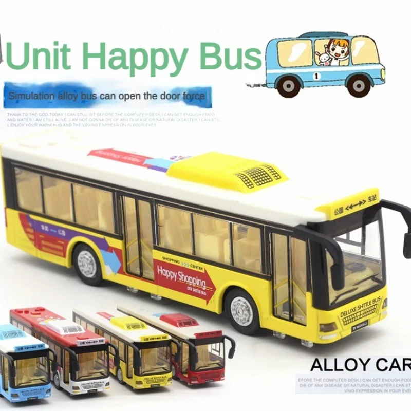 

1:50 Air Conditioning Bus Alloy Car Model City Bus Model Children's Pull Back Sound Light Toys Car-model Toy Kids Play Models