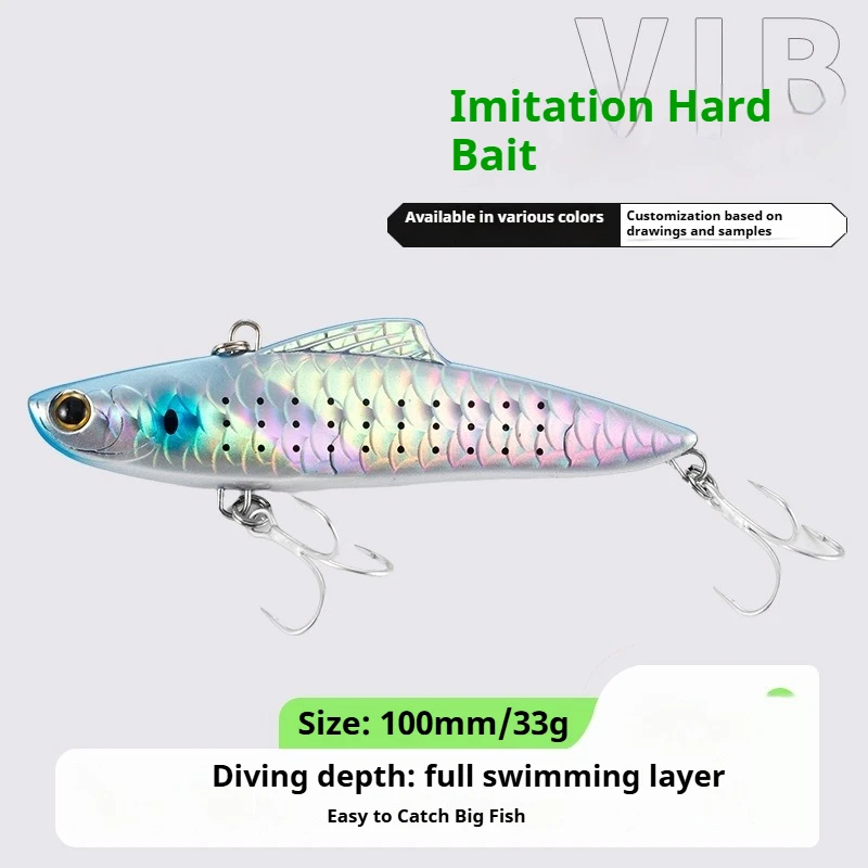 

3D Laser VIB Lure 100mm 33g - Full Body Fish Scale Simulated Coating All Water Depths Fishing Bait