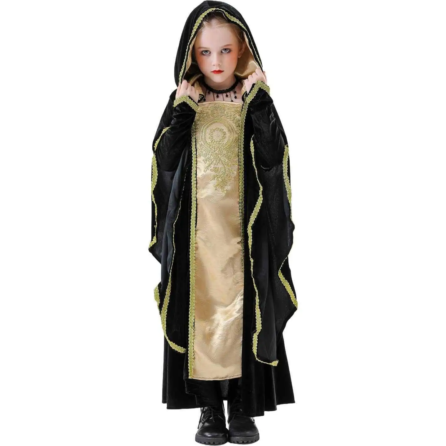 loween Costume Medieval Court Retro Queen Queen  Bla Gold Dr Children's Stage Performance Traditional Chinese ...