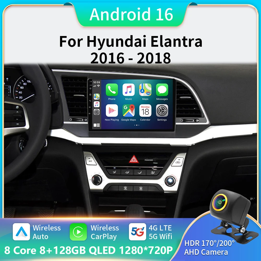 Android 16 Car Radio For Hyundai Elantra 6 2015 2016 2017 2018 Qualcomm Multimidia Video Player GPS Navigaion Split Screen DPS